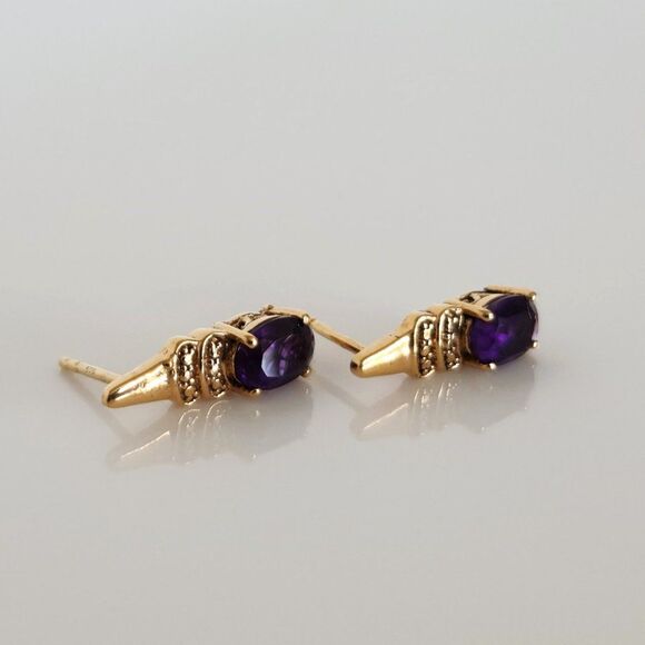 Amethyst Earrings 14K Gold Plated - Picture 10 of 11